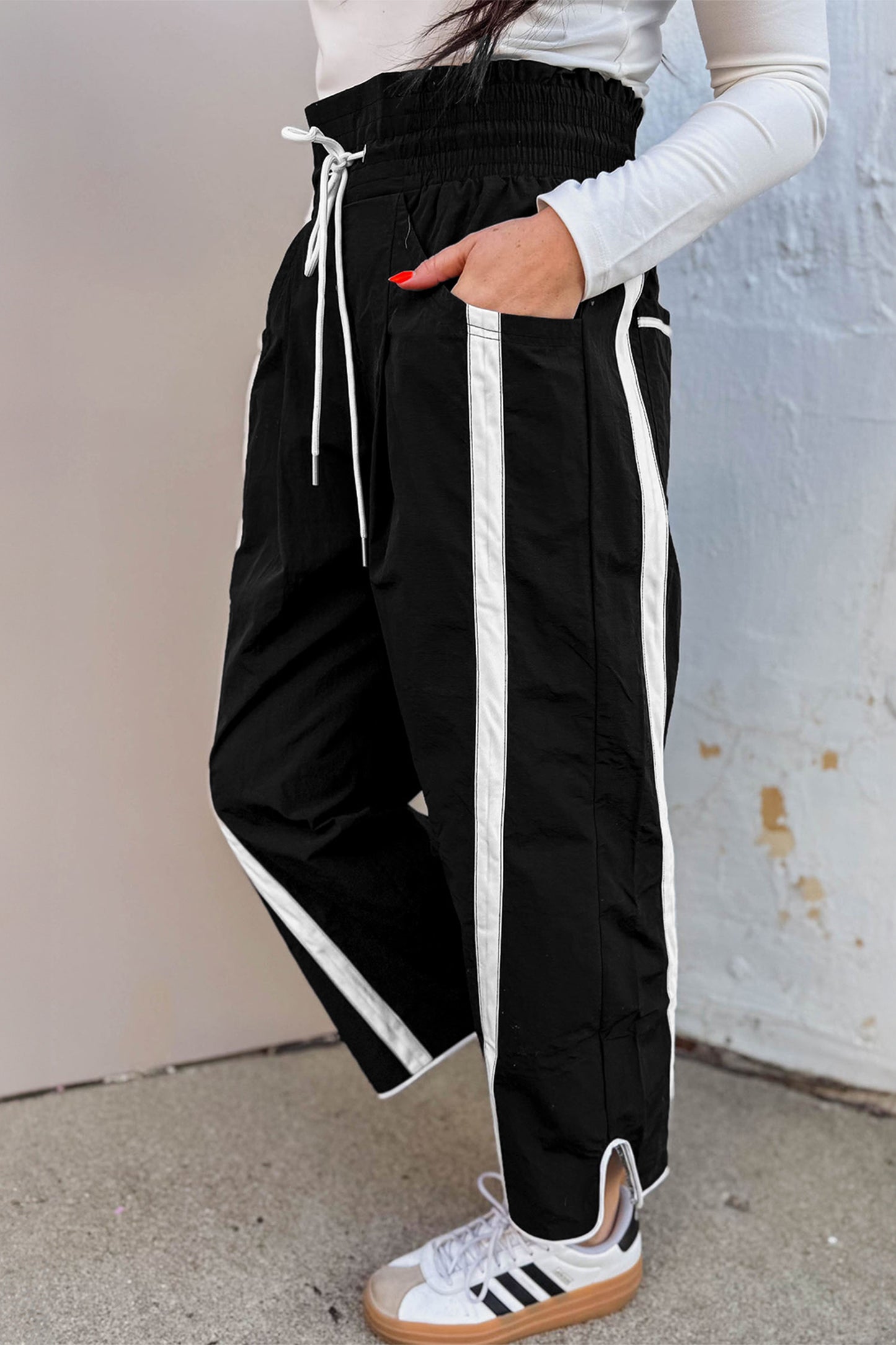 Smocked Waist Cropped Pants in Black Blue or Green pre order