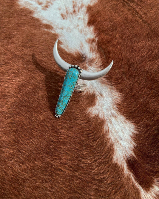 Turquoise Longhorn Stone Western Ring