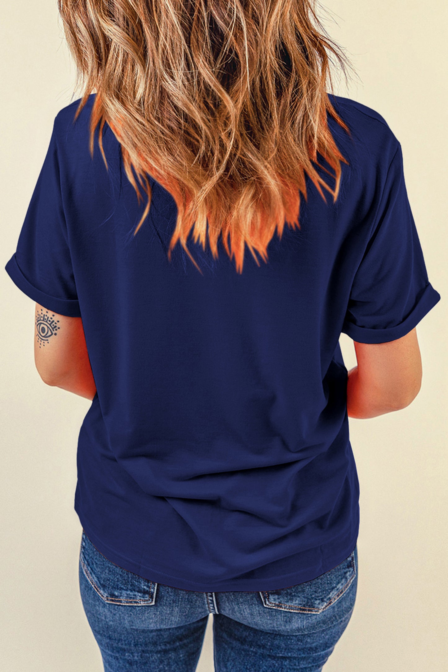 Blue 1776 Faux Patchwork Printed T Shirt