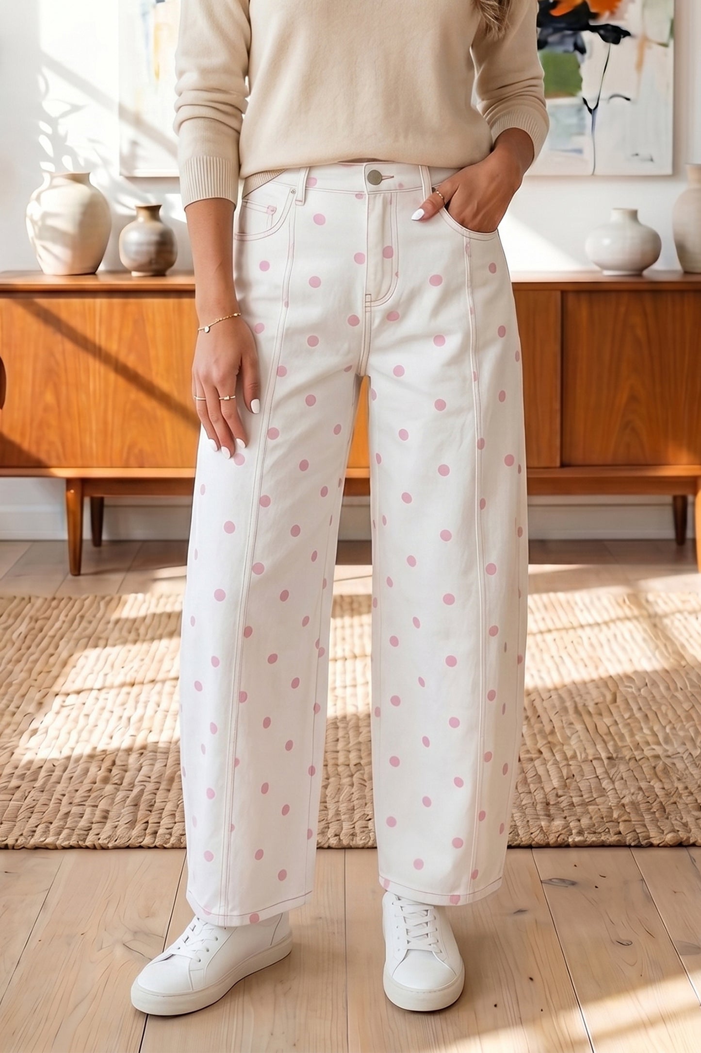 Polka Dot  Barrel Jeans pre order