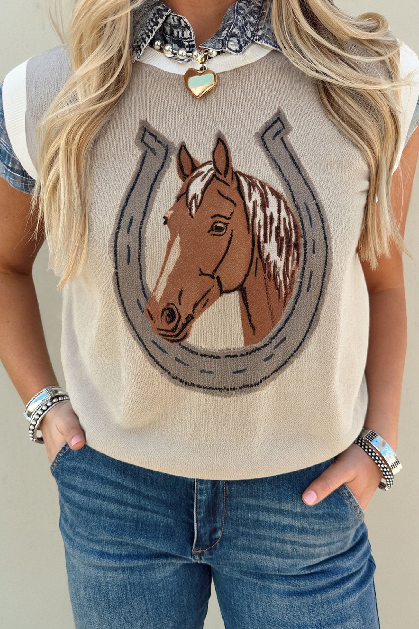 Parchment Horse Shoe  Sweater