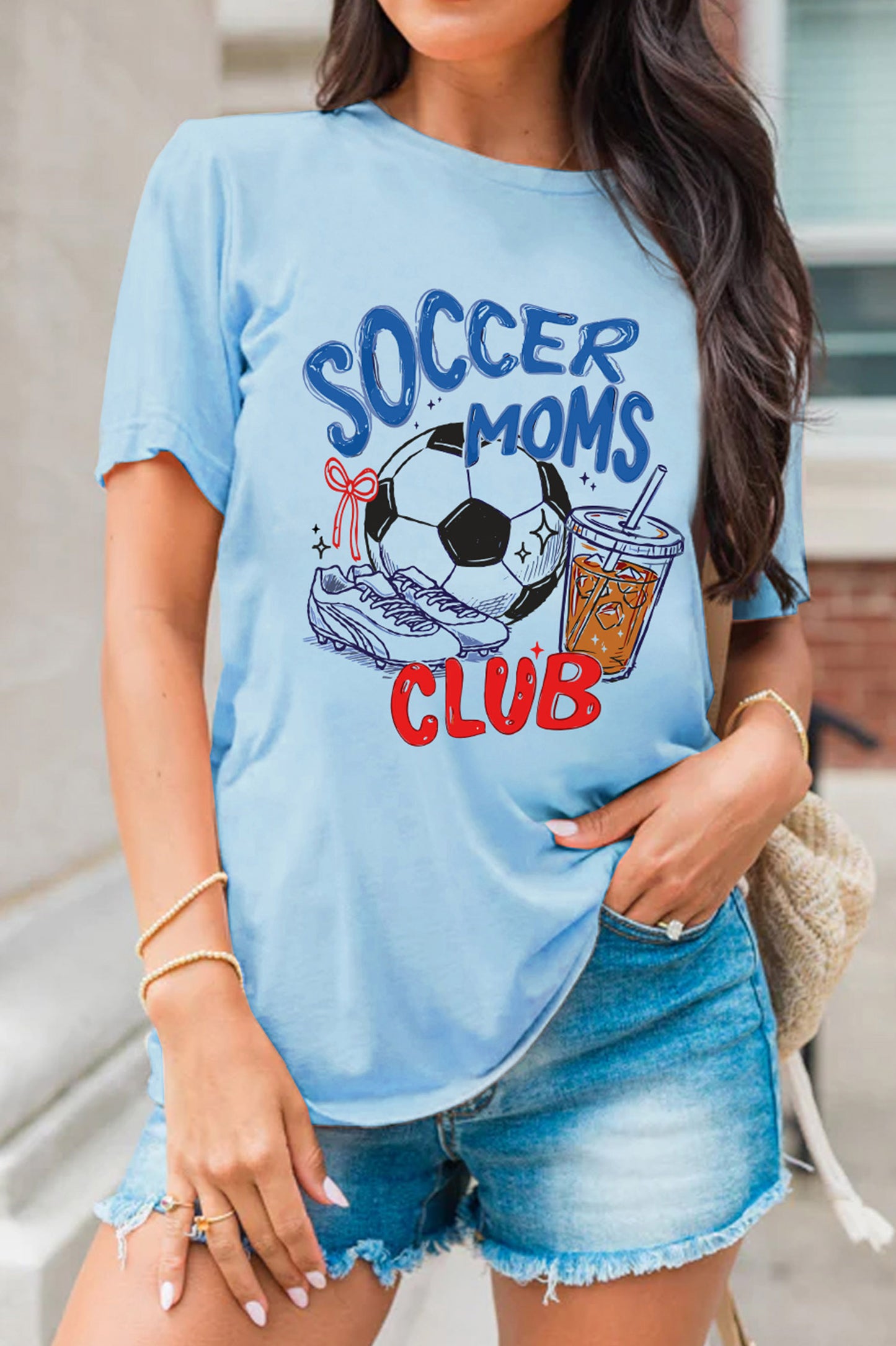 Light Blue Soccer Moms Club Graphic Tee