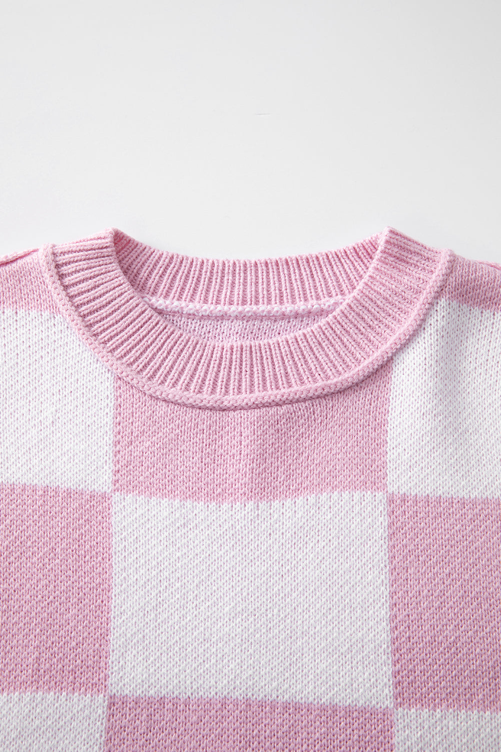 Rosy Checkered Bishop Sleeve Sweater