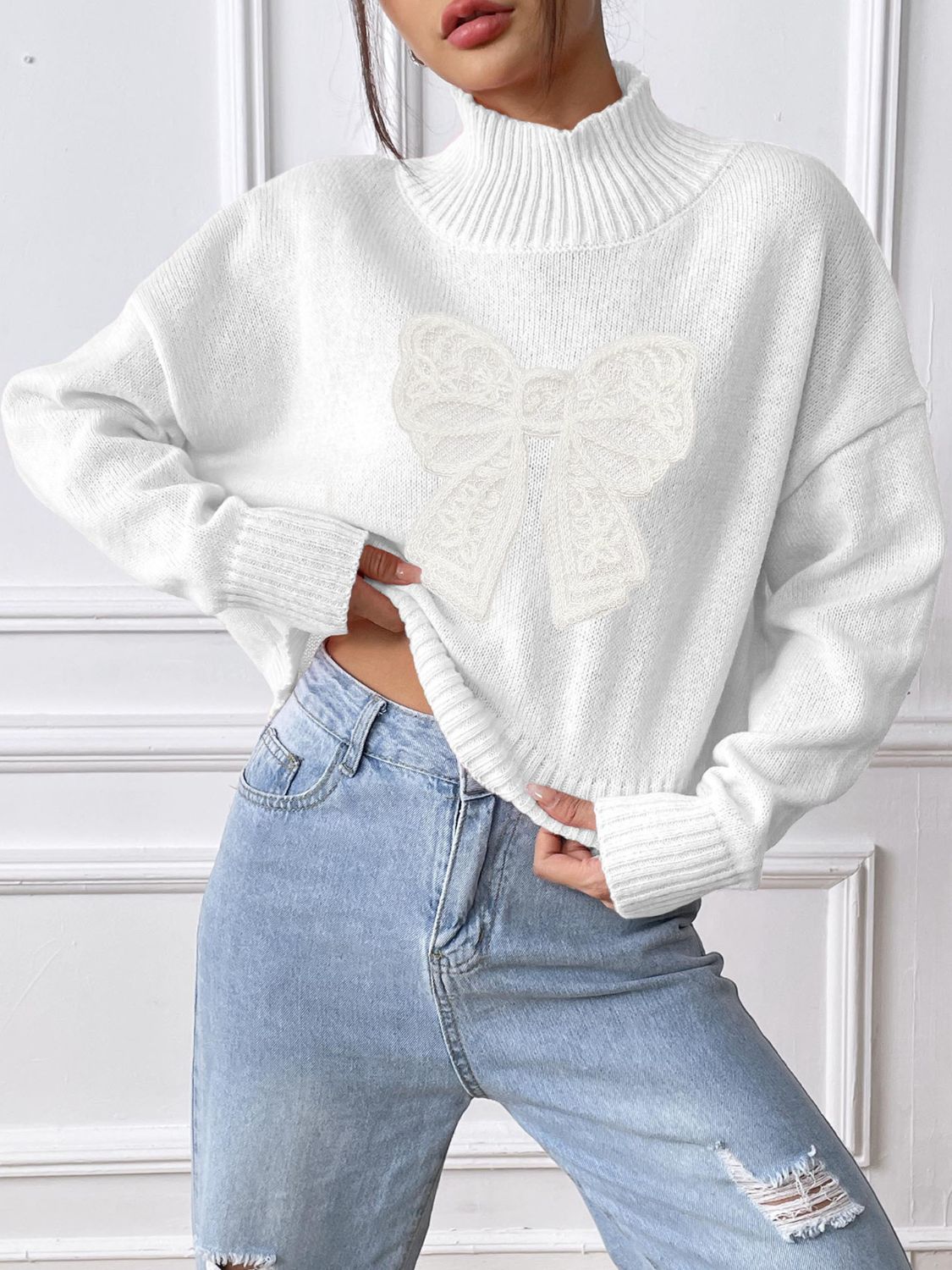 Bows & Comfort Turtleneck Sweater