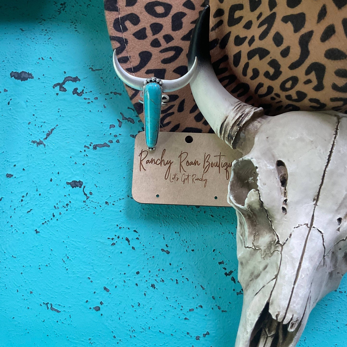 Turquoise Longhorn Stone Western Ring