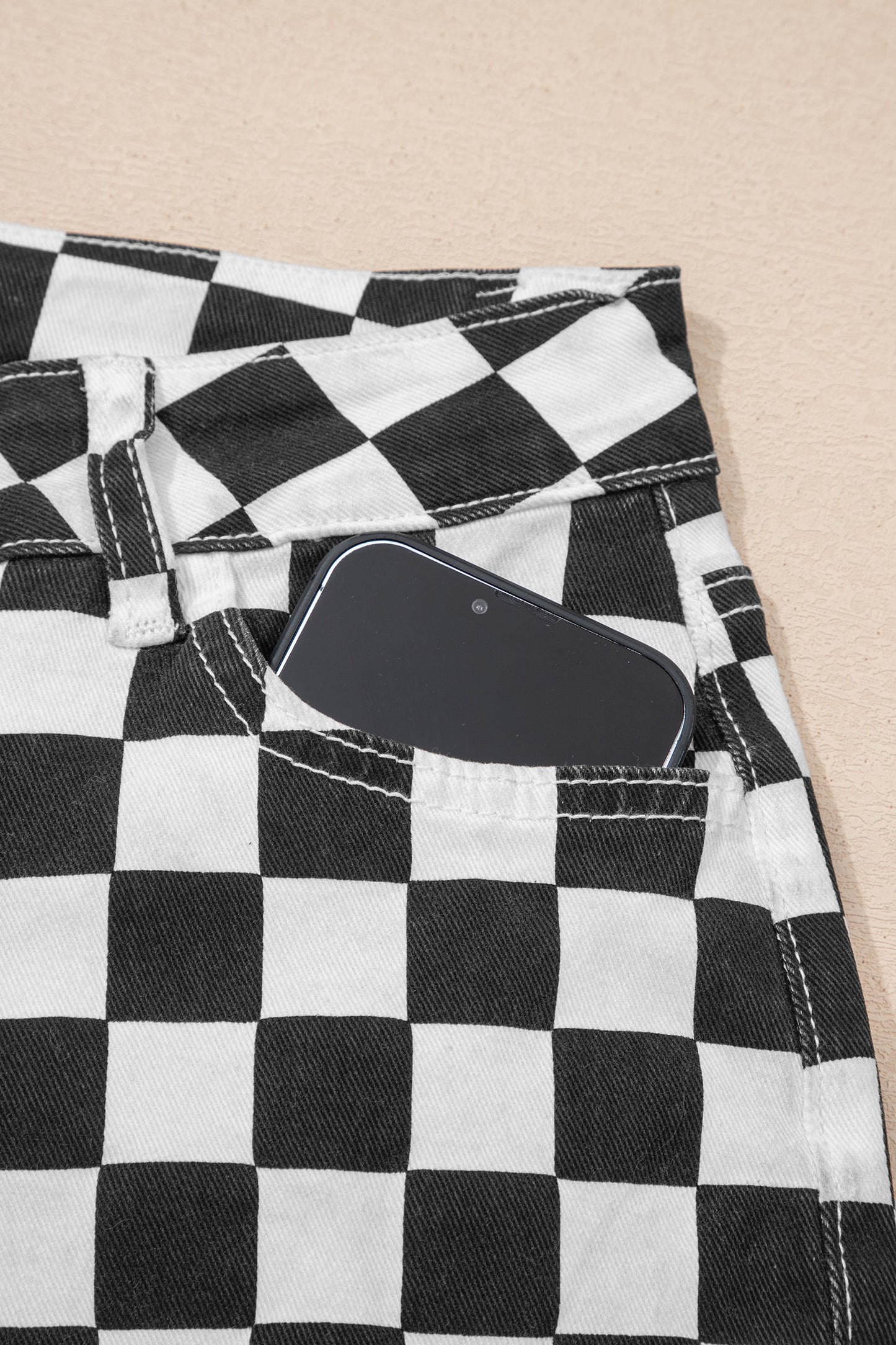 Checkered Cropped Jeans pre order
