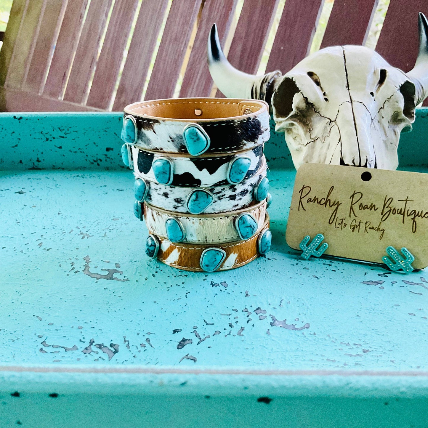 Cowhide Leather Stone Bracelet