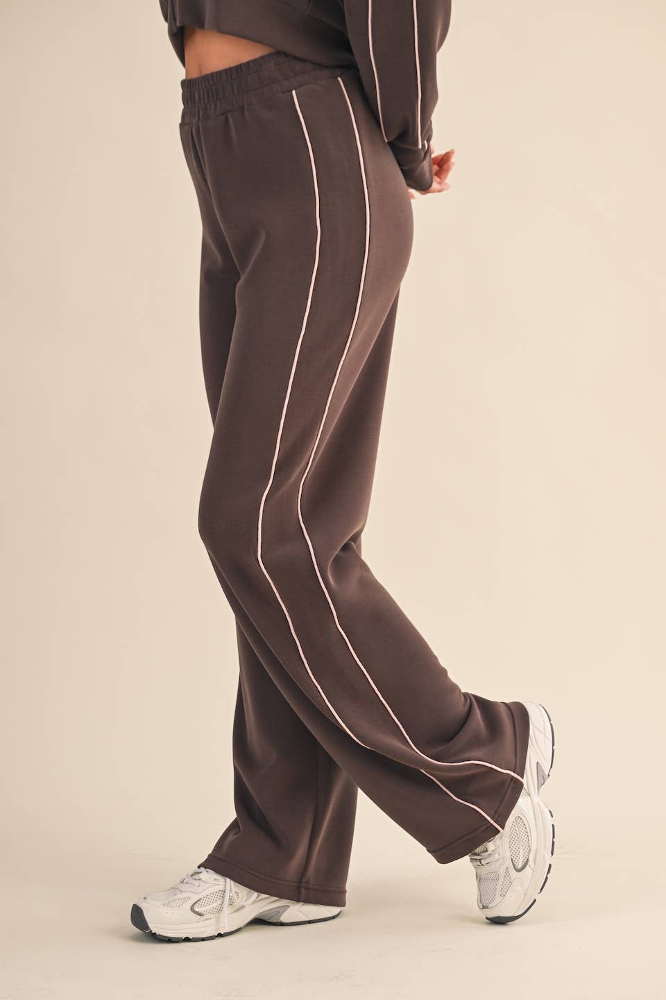 Super Soft Air Scuba Wide Leg Pants with Side Piping