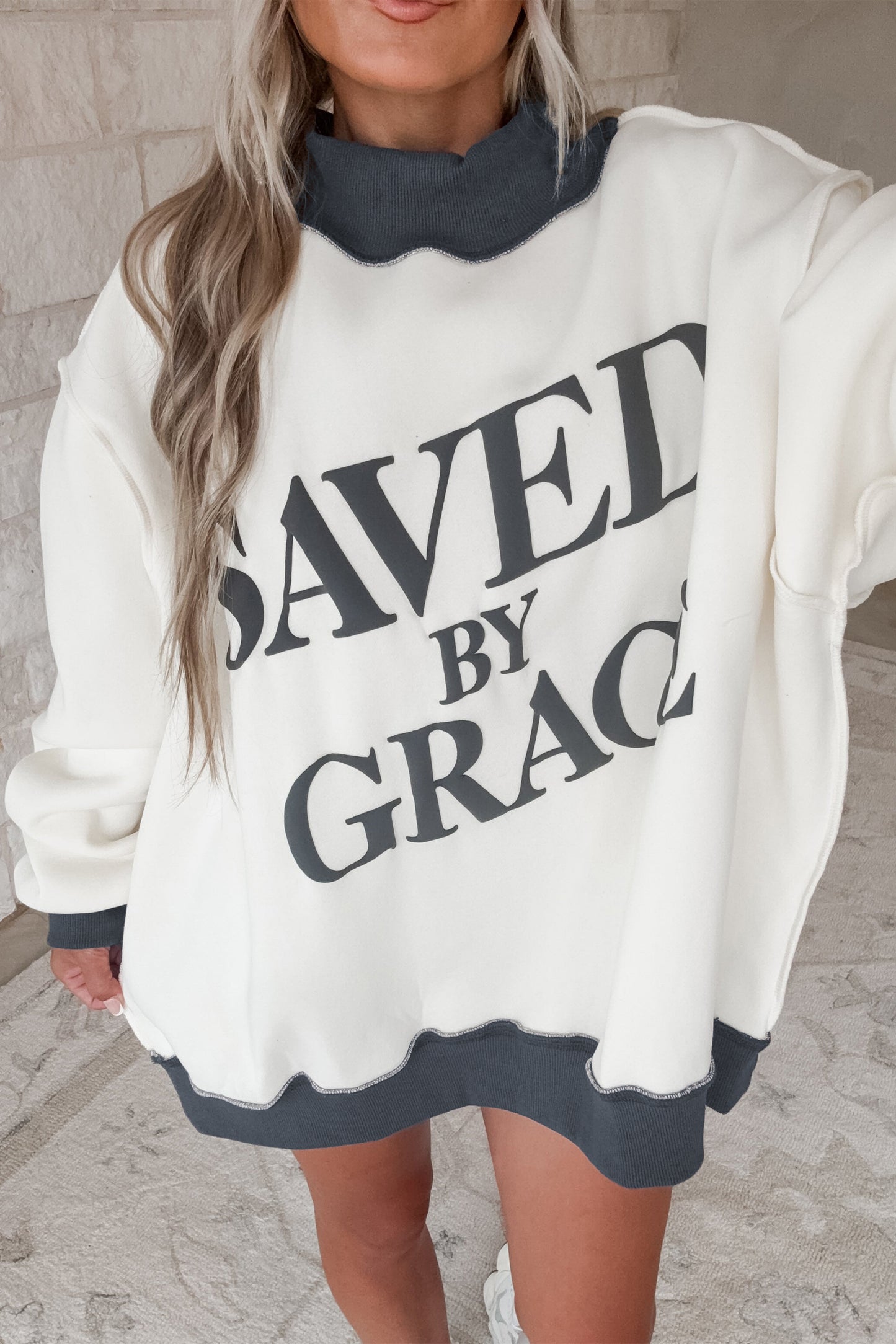 Saved By Grace Mock Neck Sweatshirt
