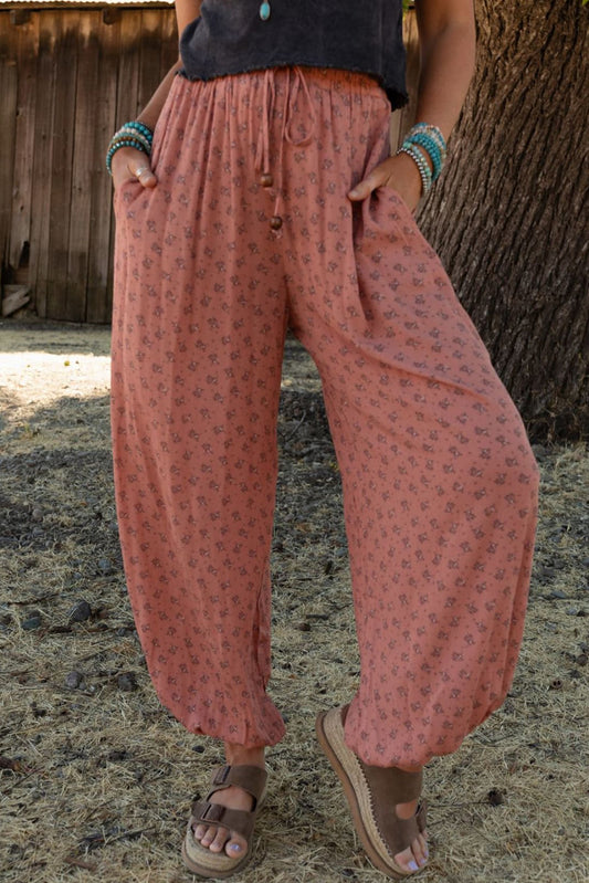 Bohemian Blossom Floral Wide-Leg Joggers