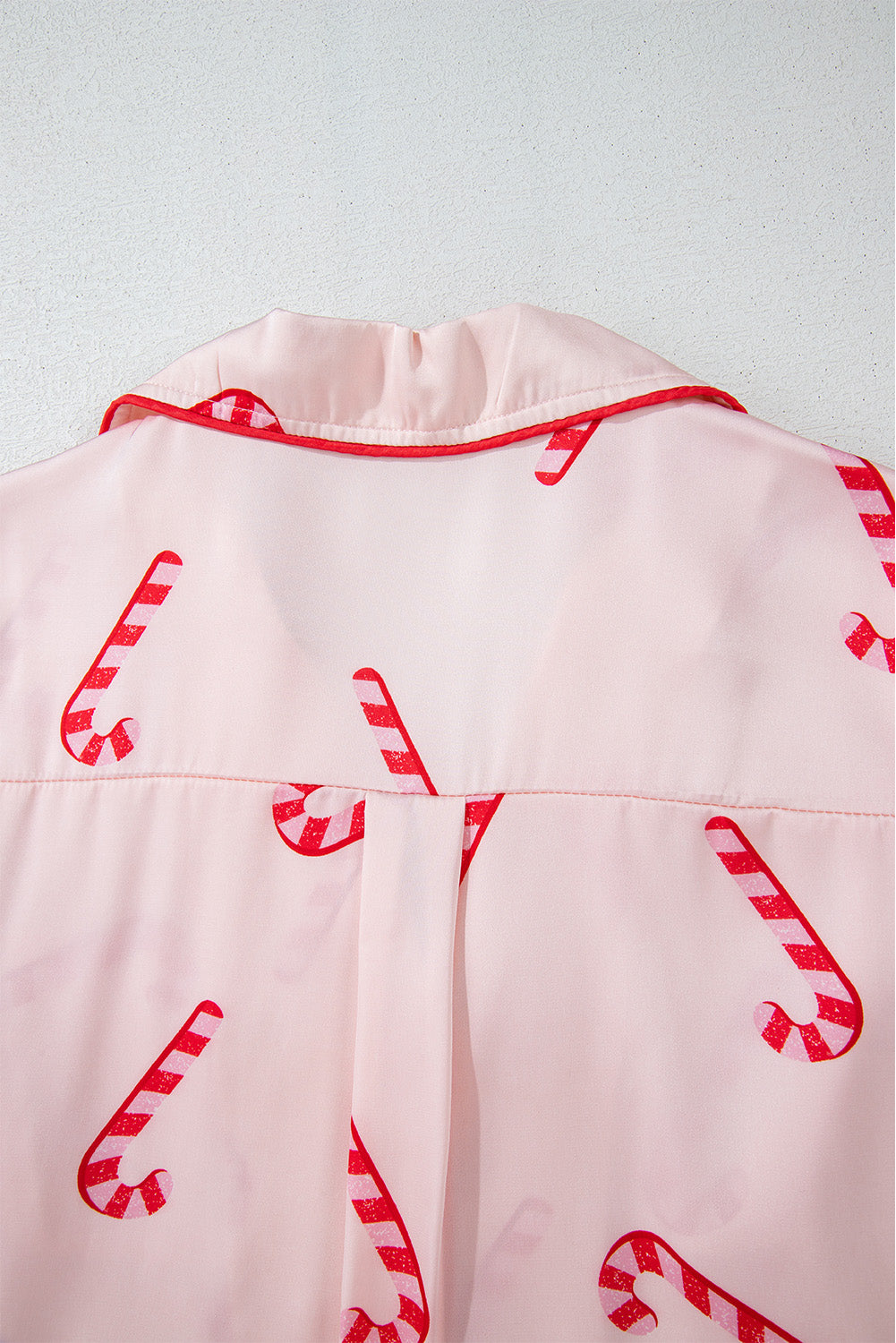 Pink Candy Cane Print Christmas Pajama Set