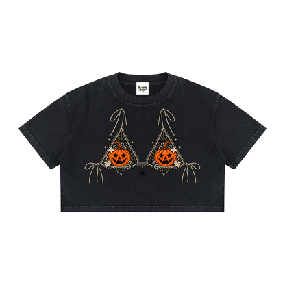 Women's Mineral Wash Cotton Crop T-Shirt