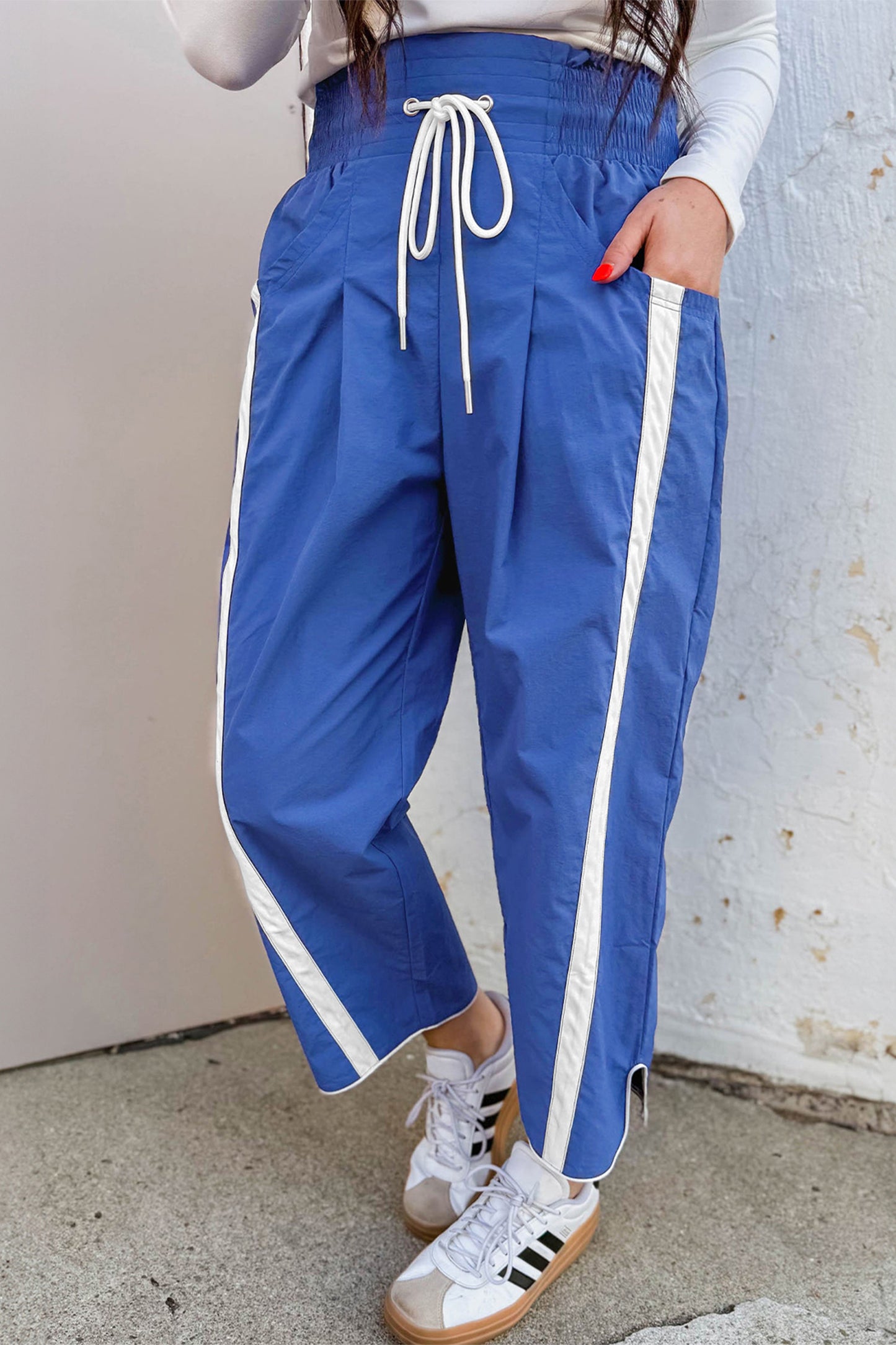 Smocked Waist Cropped Pants in Black Blue or Green pre order