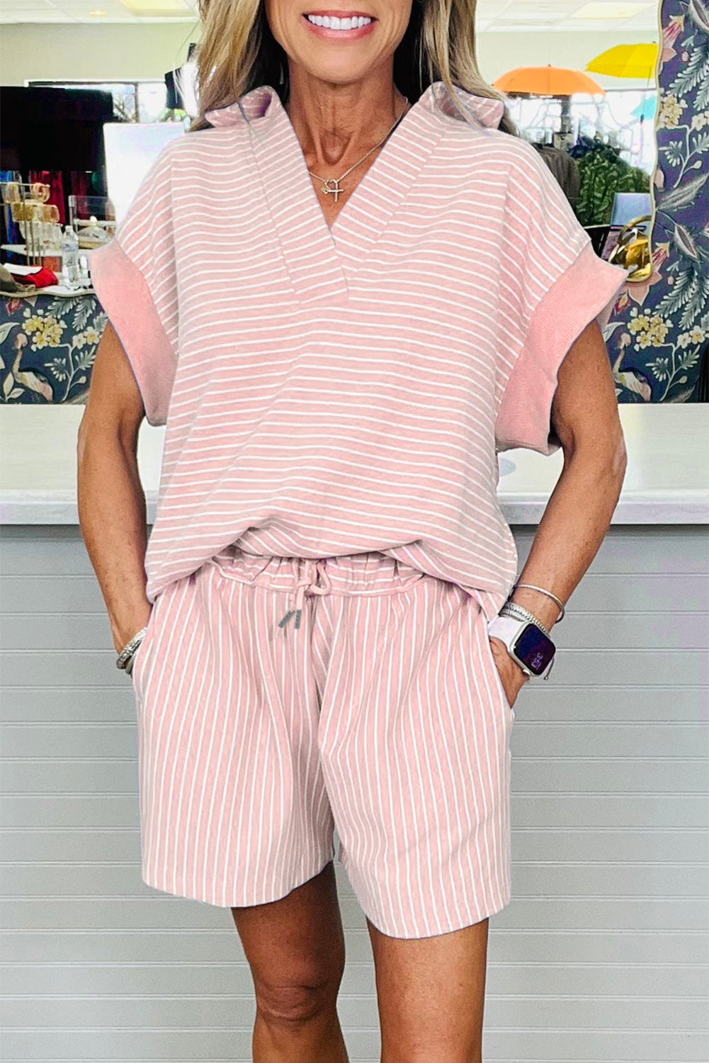 Polo Shirt and Drawstring Shorts Set