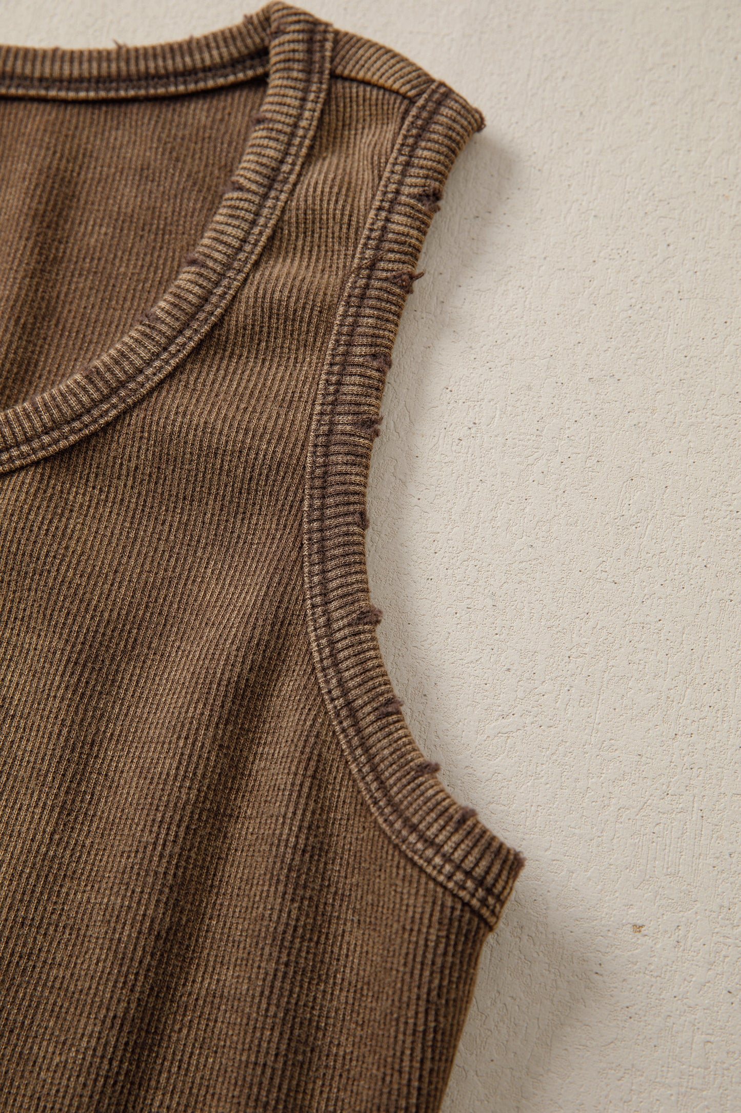 Blue Vintage Distressed Ribbed Mineral Wash Tank Top