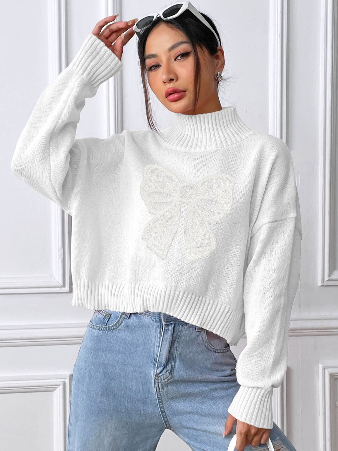 Bows & Comfort Turtleneck Sweater