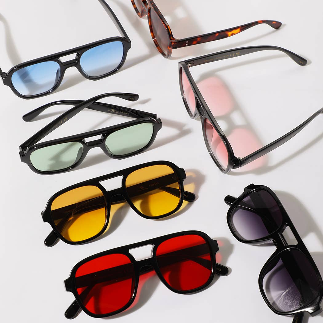Surprise color Retro Aviator Style Color Lens Sunglasses- ready to ship