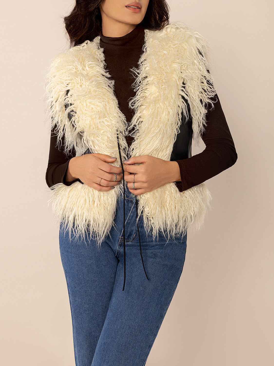 Tied Fringe Contrast Vest