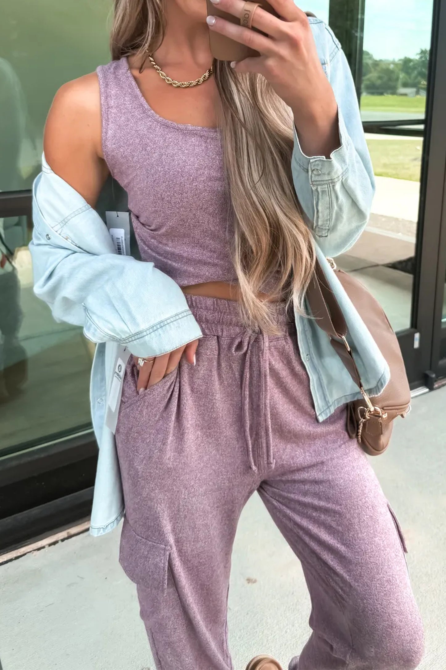 Orchid Bouquet Casual Tank Top Drawstring Jogger Pants 2pcs Outfit