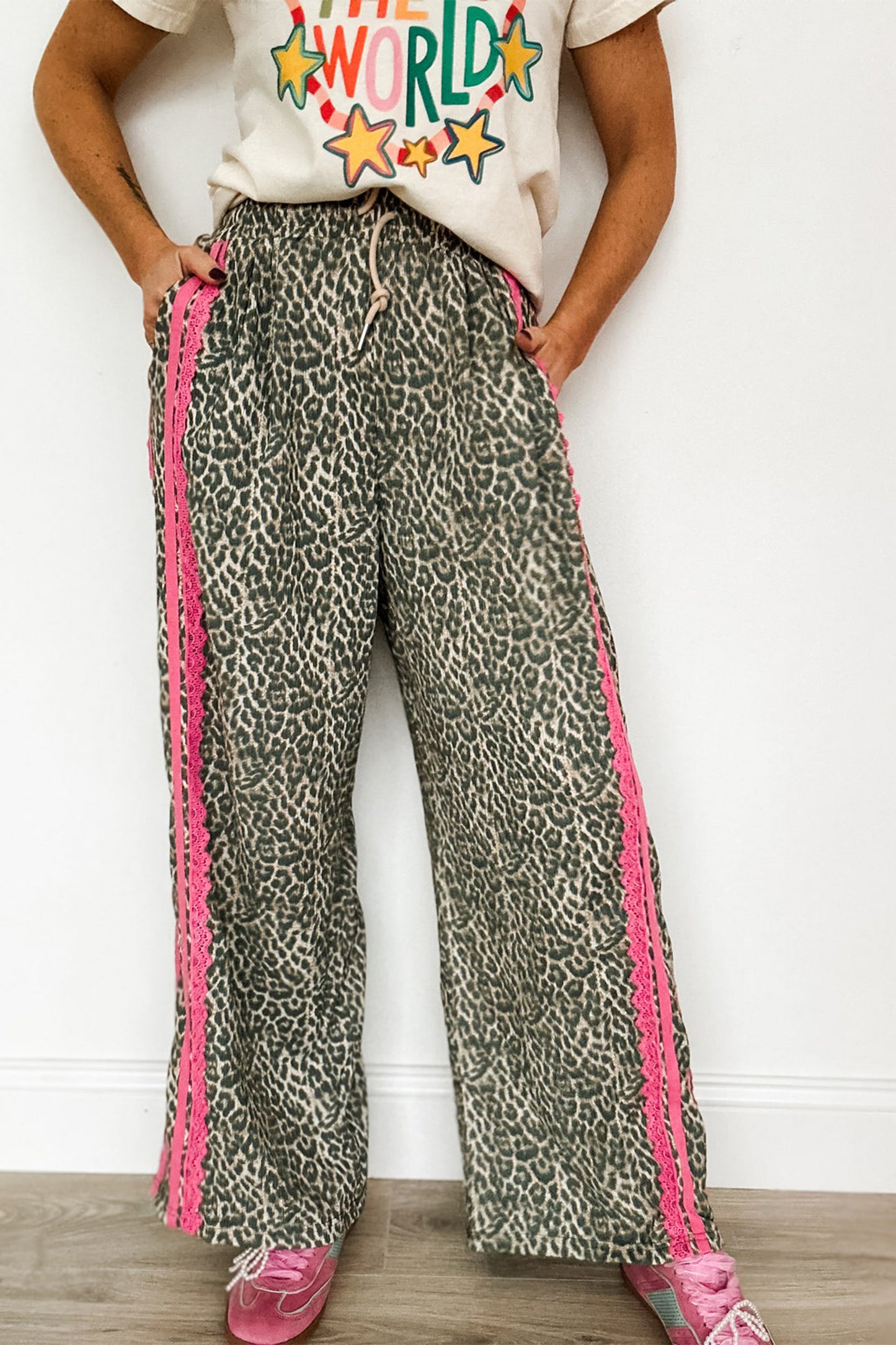 Wild Leopard Lace Striped Pants pre order