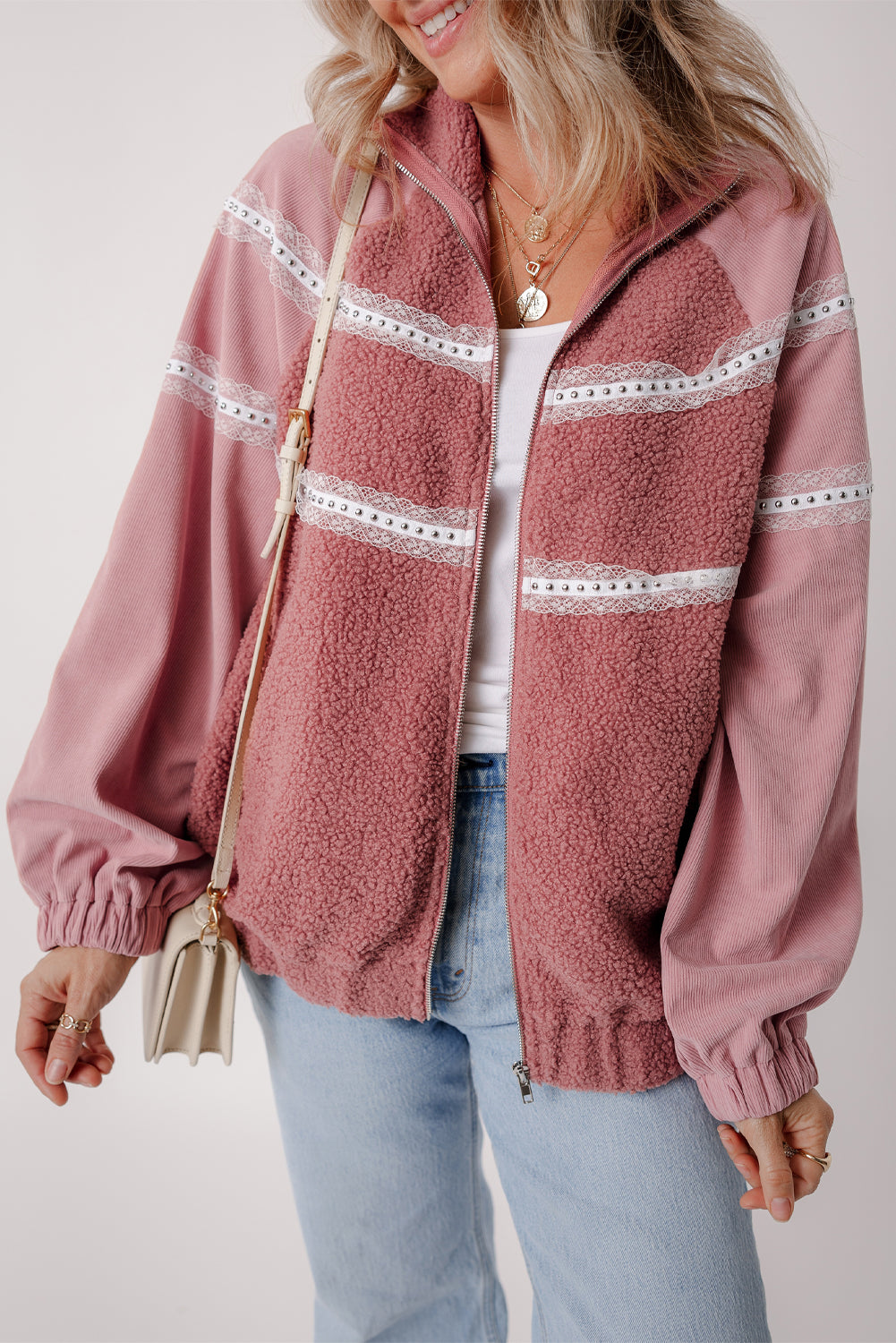 Rose Pink Sherpa Jacket