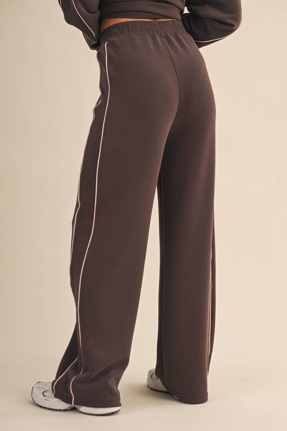 Super Soft Air Scuba Wide Leg Pants with Side Piping