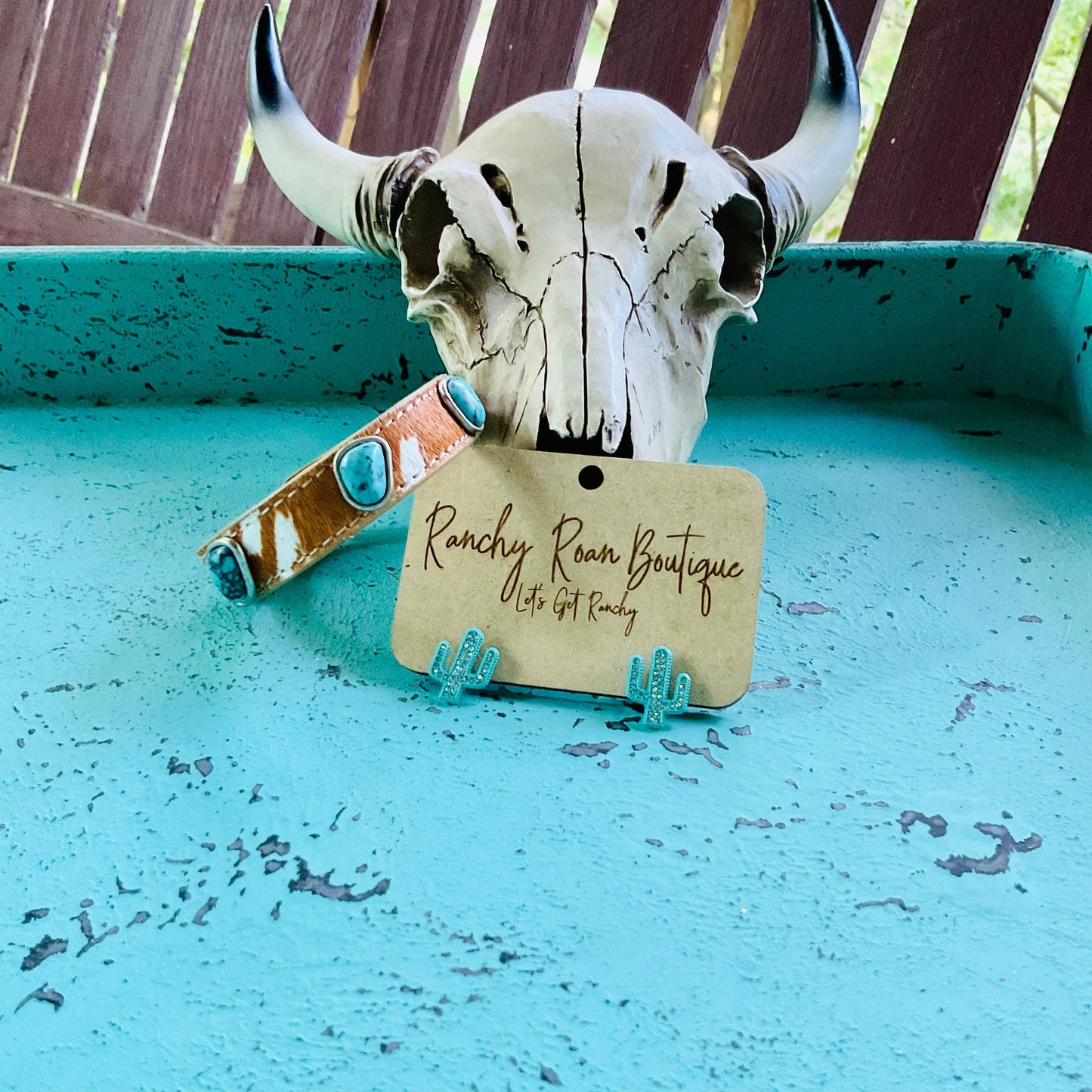 Cowhide Leather Stone Bracelet