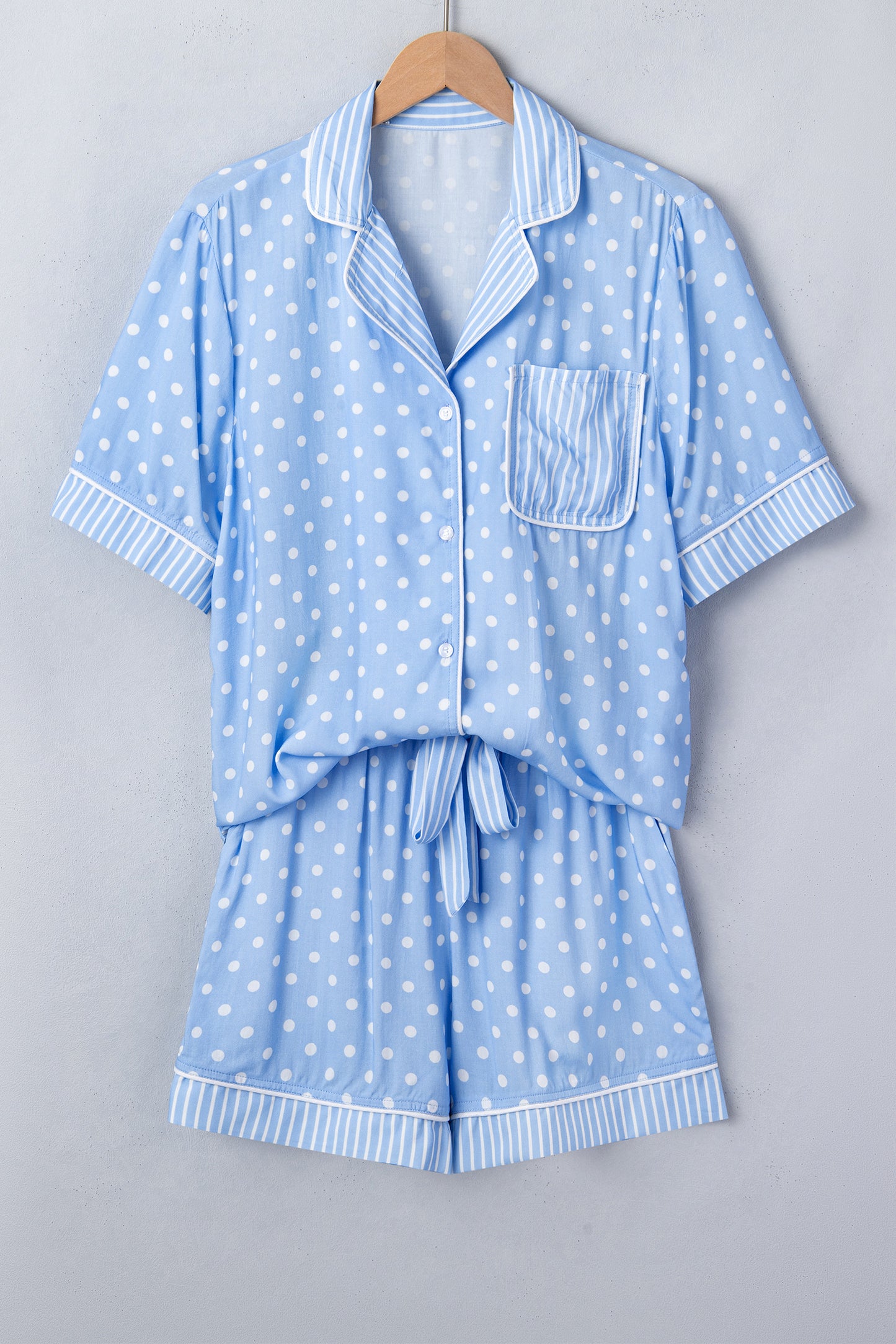 Sky Blue Dotted Print Soft Short Pajama Set pre order