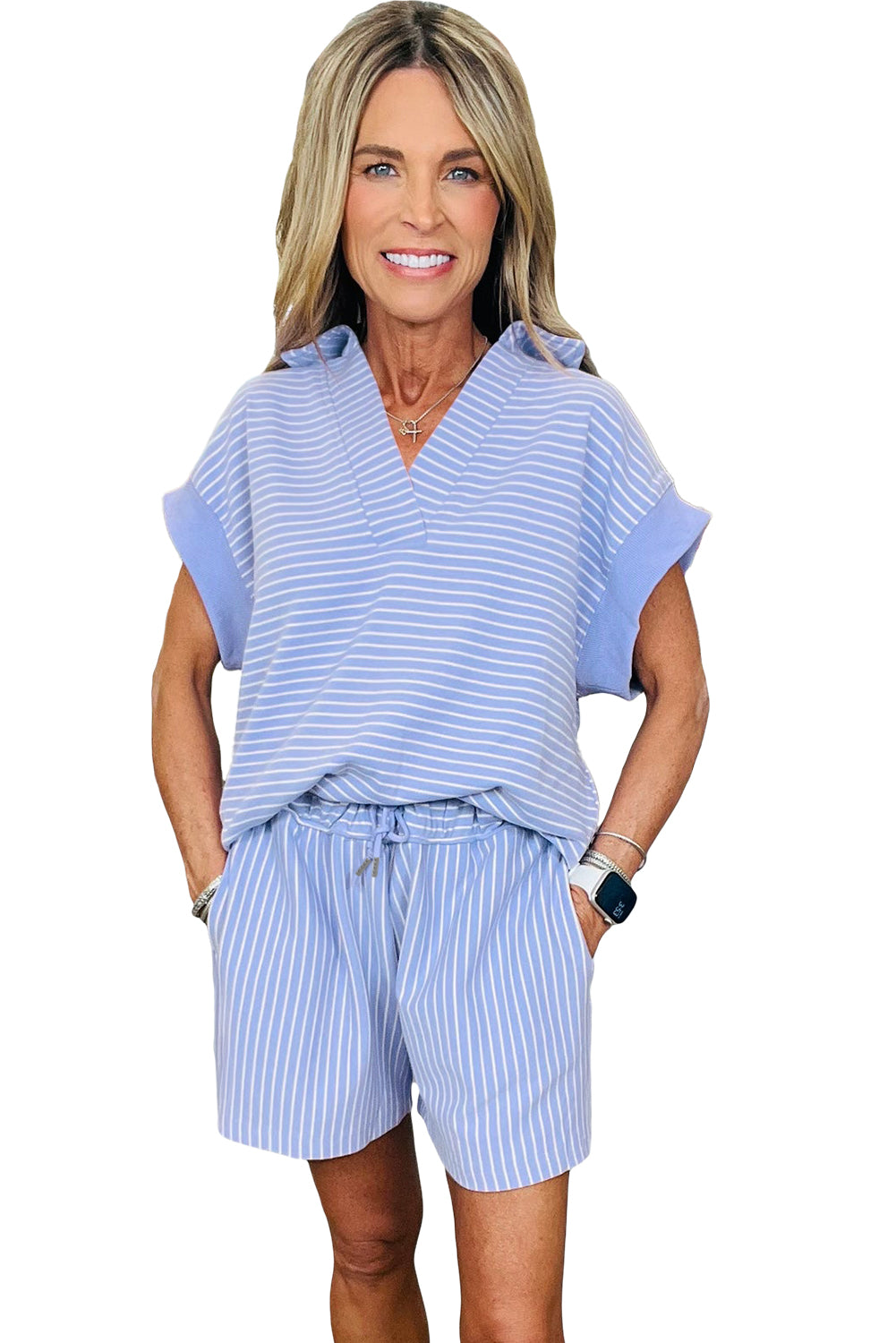 Polo Shirt and Drawstring Shorts Set