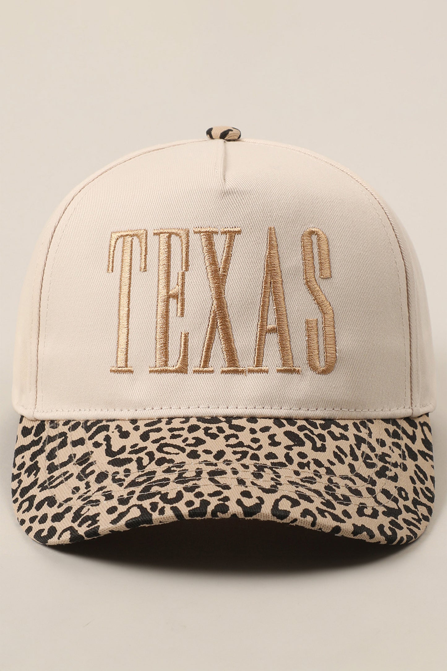 Camel TEXAS Embroidered Leopard Contrast Baseball Cap