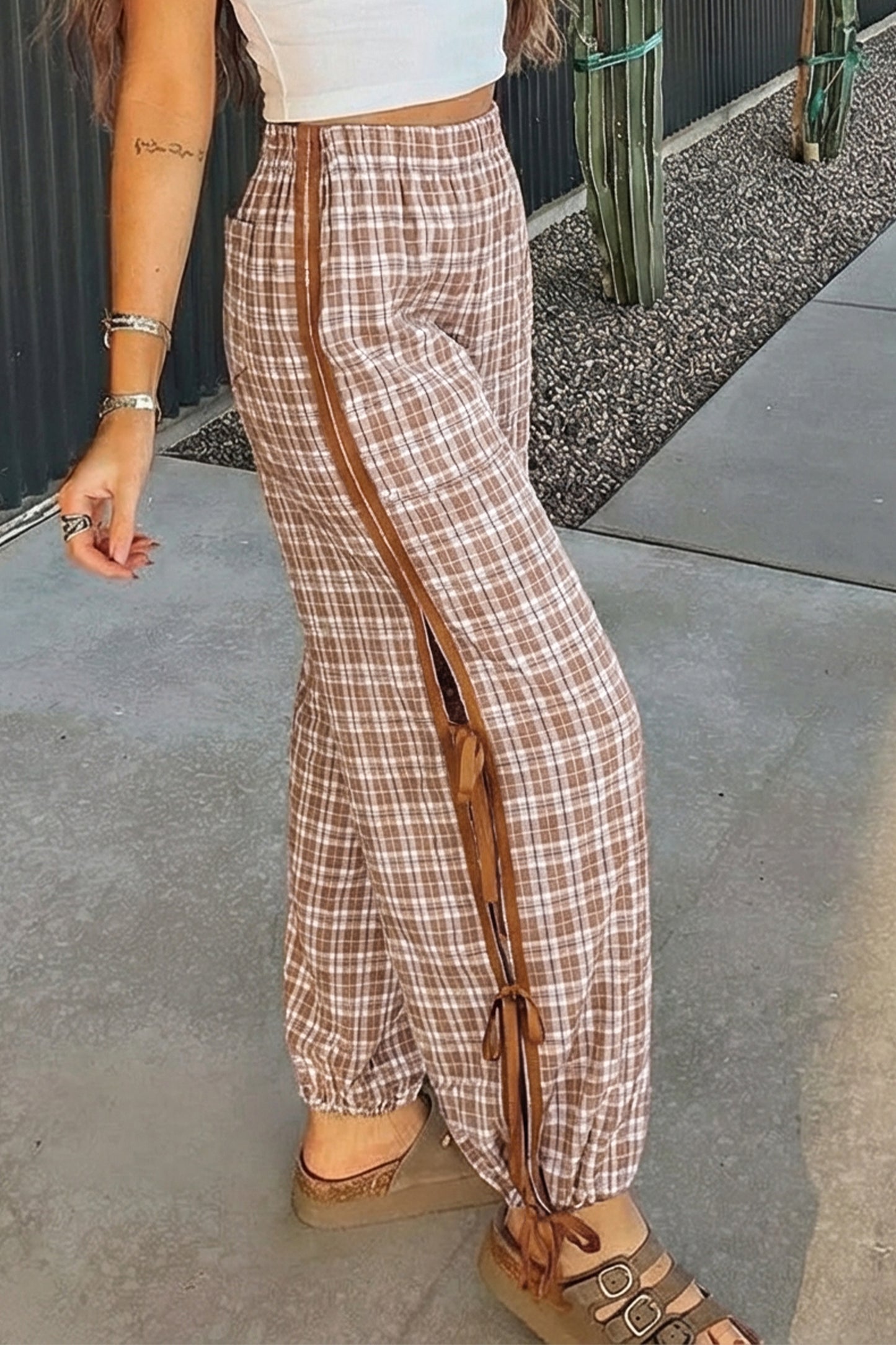 Chestnut Bow Tie Jogger Pants