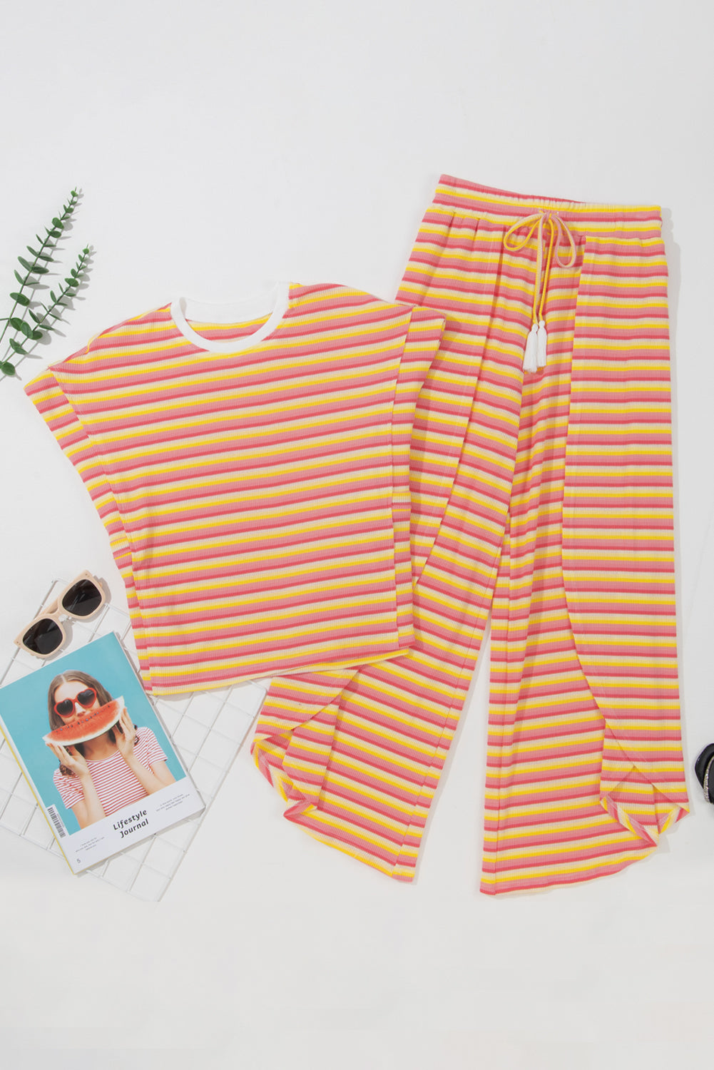 Sunny Trails Rainbow Tassel Pants Set