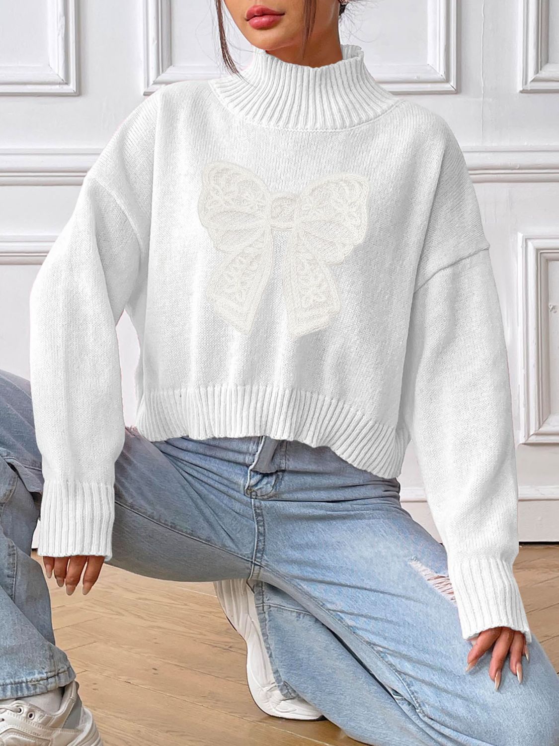 Bows & Comfort Turtleneck Sweater